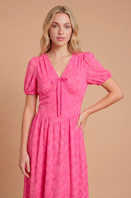 DP Luxe Jacquard Puff Sleeve Midi Dress - Image 4