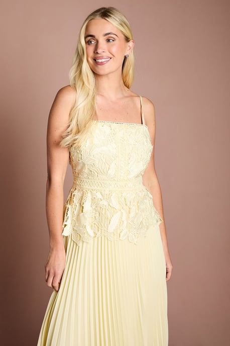 Petite Satin Lace Pleated Midi Dress - Image 2