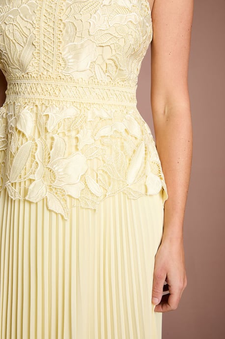 Petite Satin Lace Pleated Midi Dress - Image 4