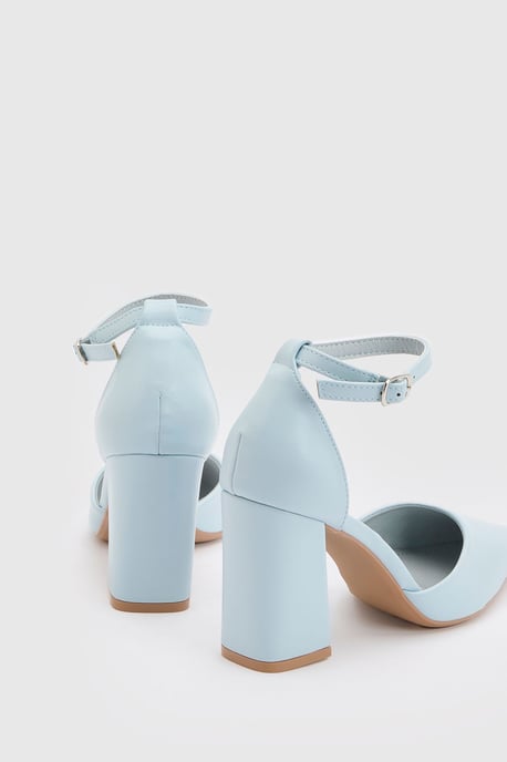 Blanche Ankle Strap Pointed High Block Heel Court Shoes - Image 2