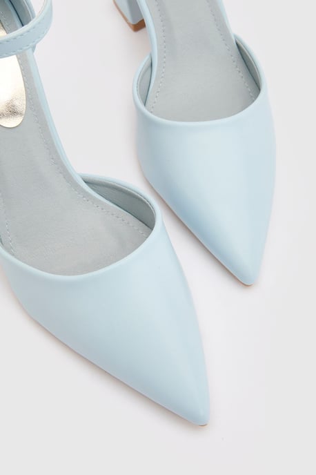Blanche Ankle Strap Pointed High Block Heel Court Shoes - Image 3