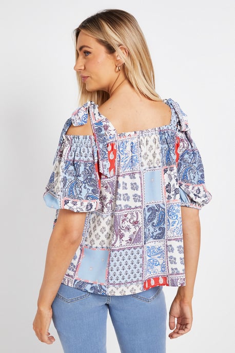 Tie Shoulder Bardot Top - Image 3
