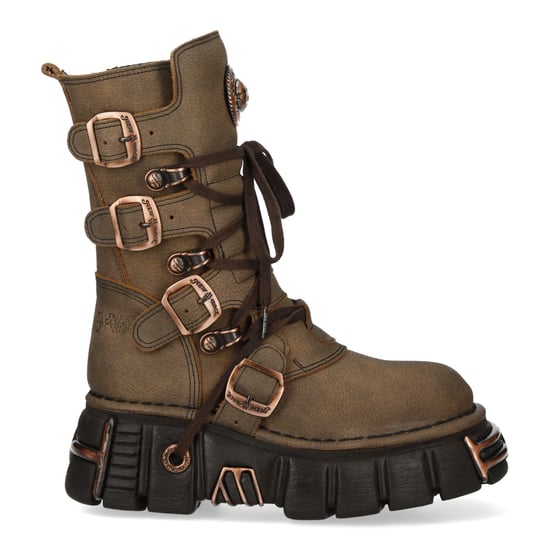 New Rock bruine leren gothic bikerlaarzen tot halverwege de kuit - M-373XL-C120 - Image 1