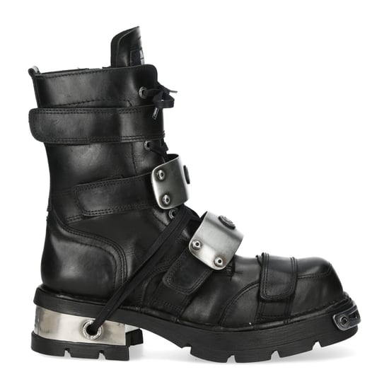 New Rock Metallic Svarta Läder Gothic Punk Rock Höga Stövlar - MET048-C9 - Image 1