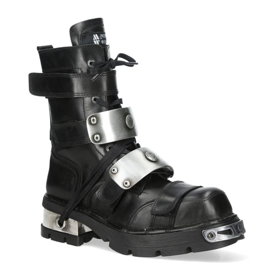 New Rock Metallic Svarta Läder Gothic Punk Rock Höga Stövlar - MET048-C9 - Image 3