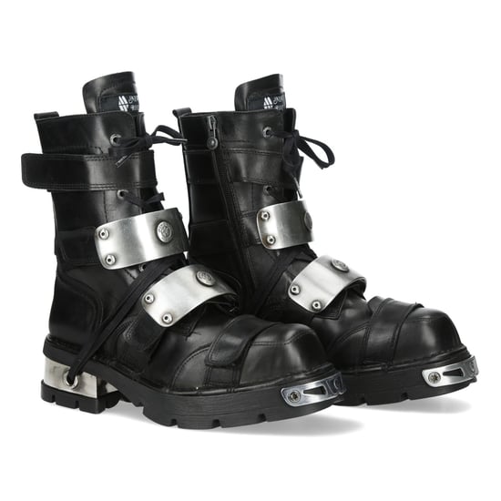 New Rock Metallic Svarta Läder Gothic Punk Rock Höga Stövlar - MET048-C9 - Image 4