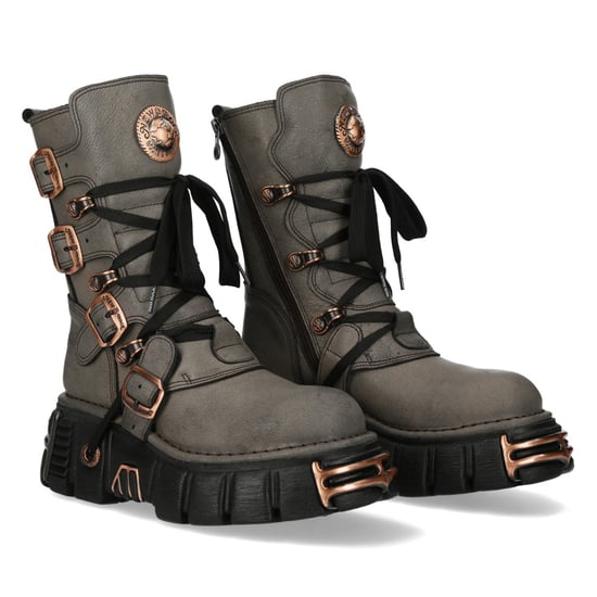 New Rock Gråbruna Läder Gothic Bikerstövlar Till Halvhätten - M-373XL-C119 - Image 4