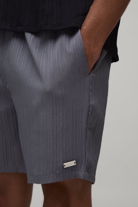 Textured Pleated Relaxed Fit Shorts - Image 3