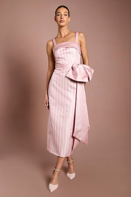 Coast Muse Striped Bow Detail Column Maxi Dress - Image 1