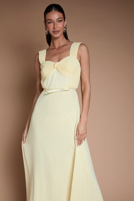 Pleated Chiffon Tie Sleeve Bridesmaid Maxi Dress - Image 2