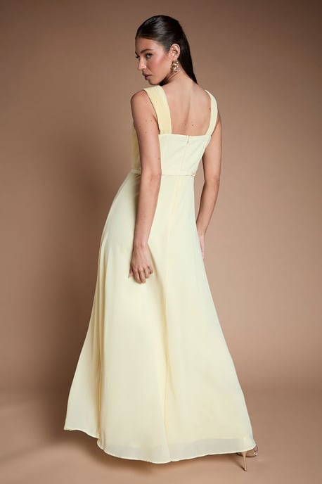 Pleated Chiffon Tie Sleeve Bridesmaid Maxi Dress - Image 3