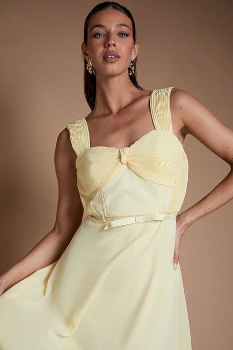 Pleated Chiffon Tie Sleeve Bridesmaid Maxi Dress - Image 4