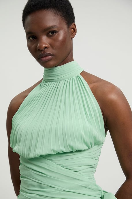 Crinkle Chiffon Halterneck Top - Image 3