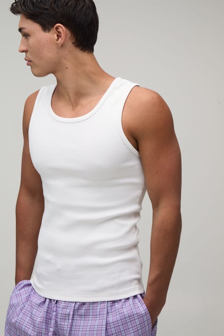 Ribbed Muscle Fit Vest & Jort Lounge Set - Image 3