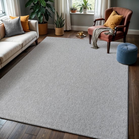 Muratap Lora plus laagpolig effen vloerkleed geweven design grijs- 200x290 cm - Image 3