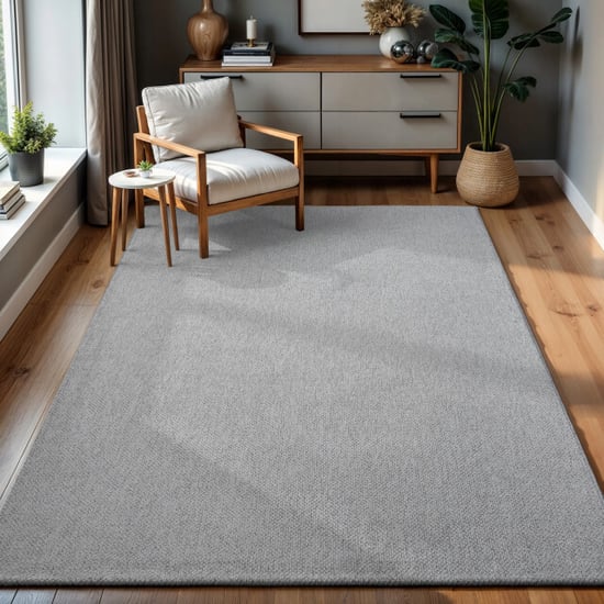 Muratap Lora plus laagpolig effen vloerkleed geweven design grijs- 200x290 cm - Image 4