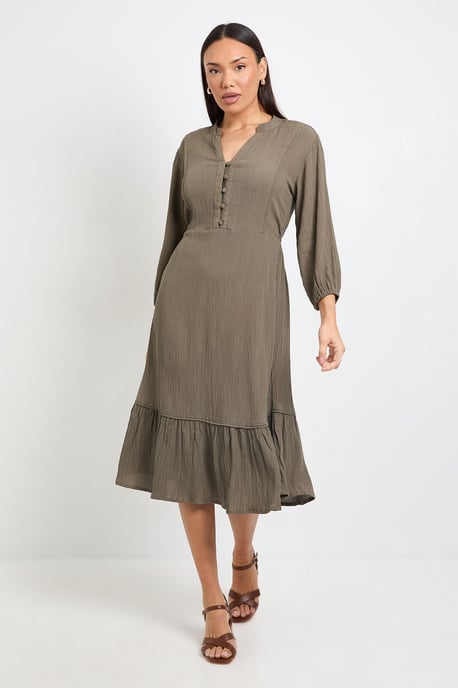 Cheesecloth Button Midi Dress - Image 1