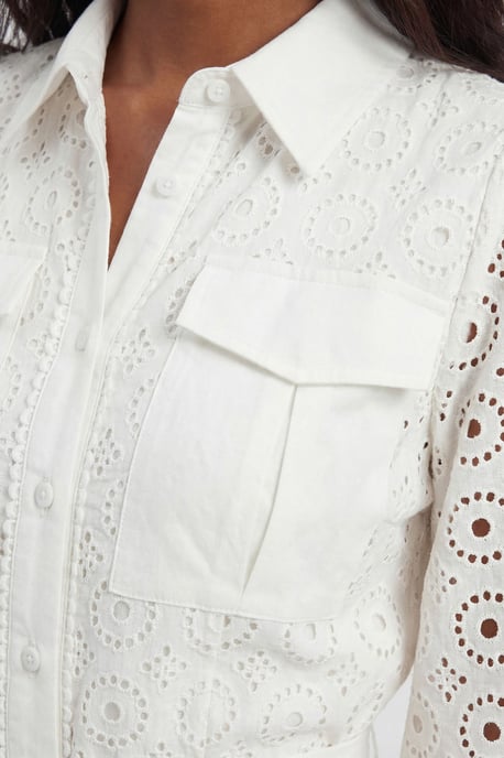Petite Cotton Broderie Belted Shirt Dress - Image 2