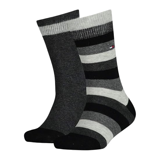 Tommy Hilfiger Sokken met effen strepen voor kinderen (set van 2) (Grijs/Zwart) - Image 1