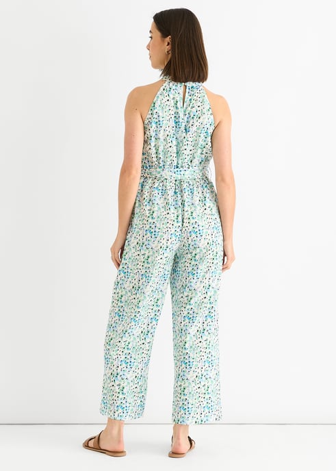 Blue Floral Halter Neck Jumpsuit - Image 4