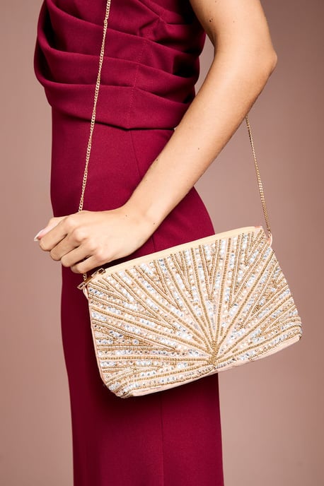 Hannah Diamante Ruched Clutch Bag - Image 1
