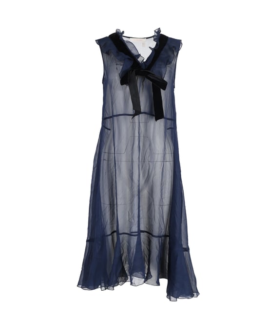 See by Chloé fluwelen jurk met ruches van chiffon in marineblauw polyester - Image 1