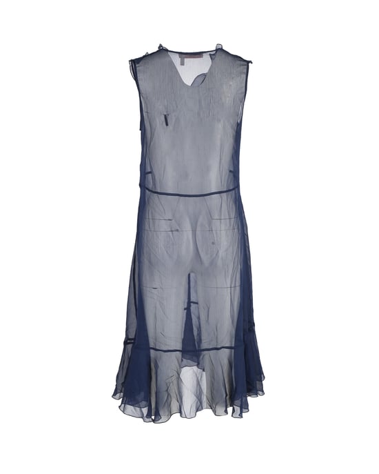 See by Chloé fluwelen jurk met ruches van chiffon in marineblauw polyester - Image 3