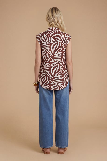 Zebra Pocket Detail Button Up Utility Blouse - Image 2