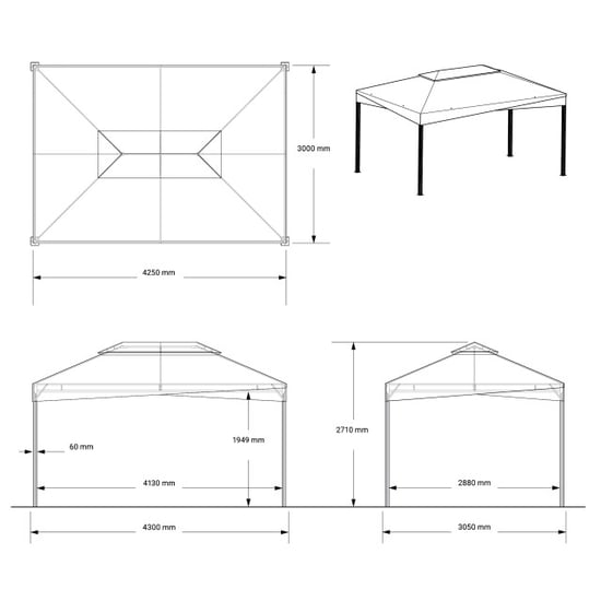 Sojag Malta 1014 aluminium paviljoen 3x4 mtr met afneembaar stoffen dak - Image 4