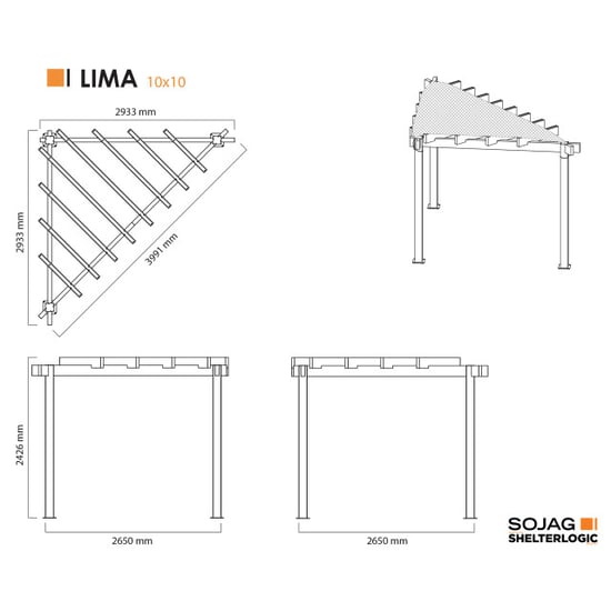 Sojag Lima driehoeks pergola 293x293 cm met zonnescherm - - Image 3