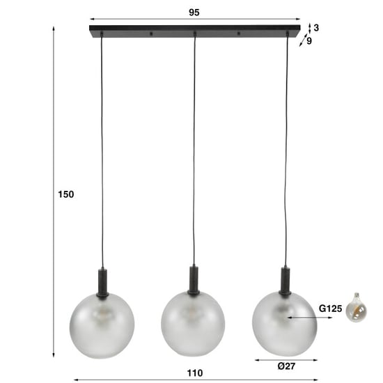 Hoyz hanglamp bubble frosted 3-lichts frosted - Image 2