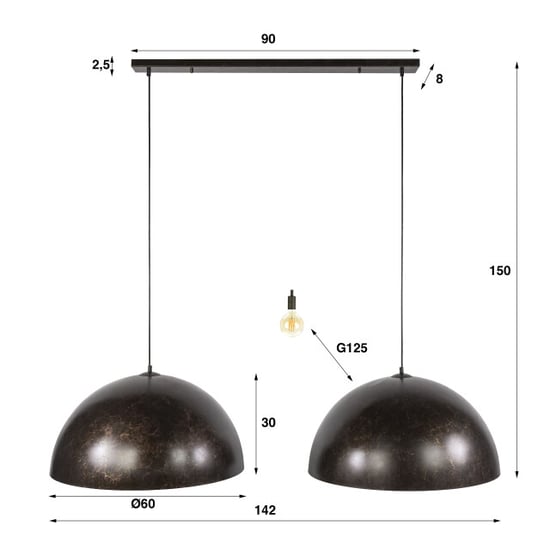 Hoyz hanglamp dome 2-lichts Ø60cm urban - Image 5