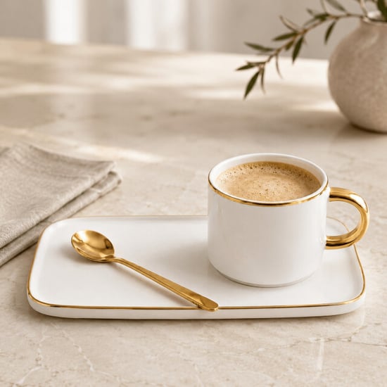Casa di Elturo Kop & schotel & lepel glam porselein / goud- 200ml - Image 4
