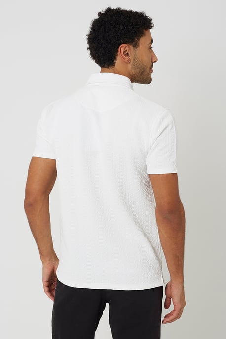 Off White Quarter Zip Short Sleeve Polo Shirt - Image 2