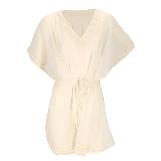 Sarlini Dames tuniek strandjurk polyester chiffon effen off-white - Image 1