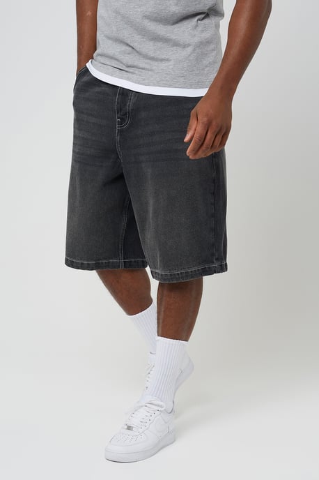 Charcoal Loose Fit Denim Shorts - Image 1