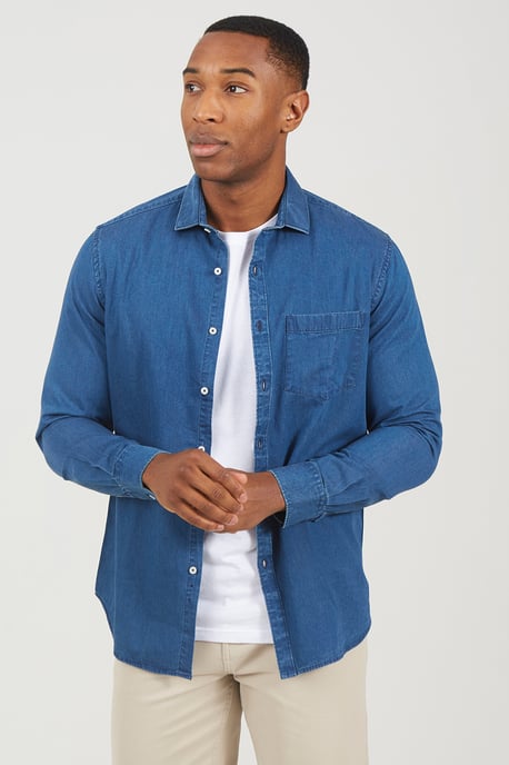 Light Blue Long Sleeve Denim Shirt - Image 1