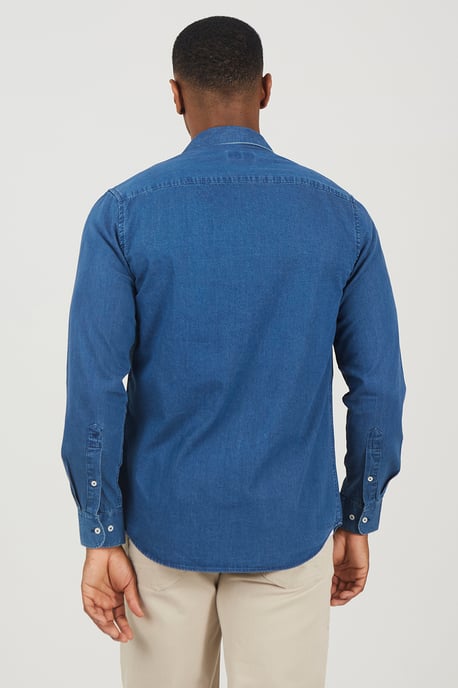 Light Blue Long Sleeve Denim Shirt - Image 2