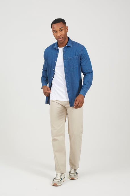Light Blue Long Sleeve Denim Shirt - Image 3