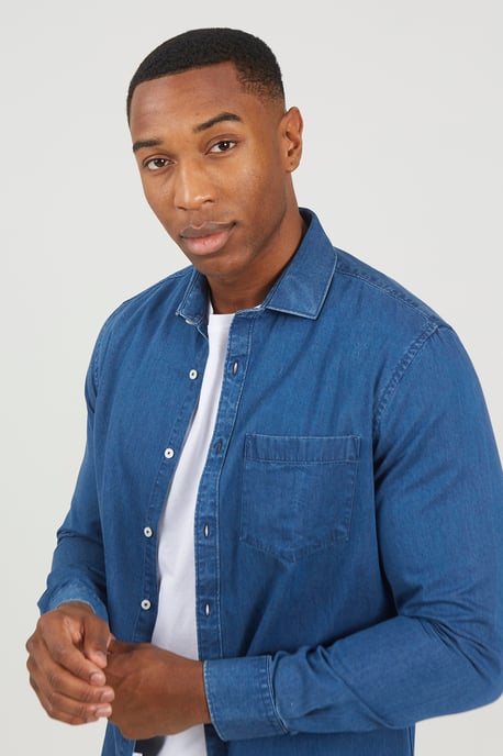 Light Blue Long Sleeve Denim Shirt - Image 4
