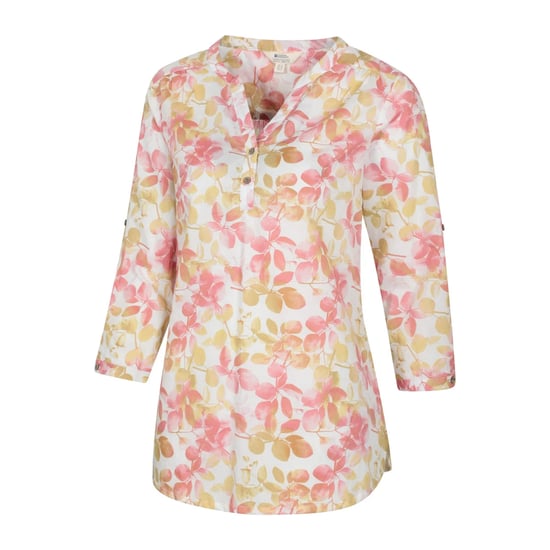 Mountain Warehouse Dames Petra Blouse met Bladerenprint en Driekwart Mouwen (Koraal) - Image 3