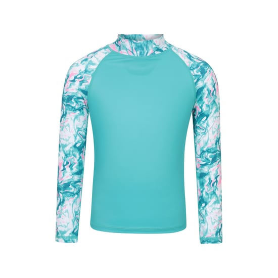Mountain Warehouse Marble Effect Rash Guard met lange mouwen voor kinderen/Kinderen (Turquoise) - Image 1
