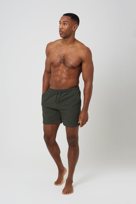 Khaki Seersucker Swim Shorts - Image 3