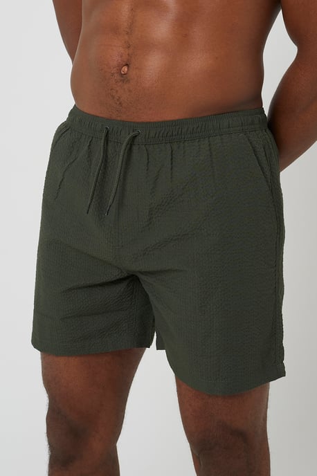 Khaki Seersucker Swim Shorts - Image 4
