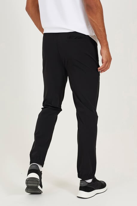 Black Zip Detail Cuffed Trousers With Elasticated Waist - Image 2