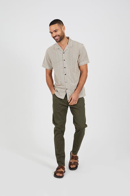 Khaki Cotton Twill Chino Trousers - Image 3