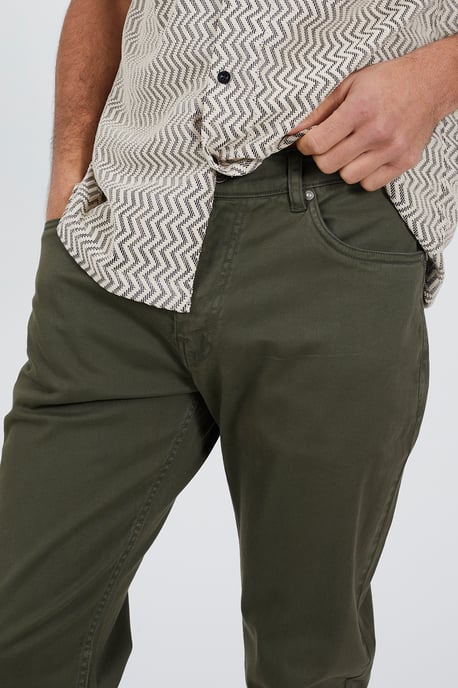 Khaki Cotton Twill Chino Trousers - Image 4