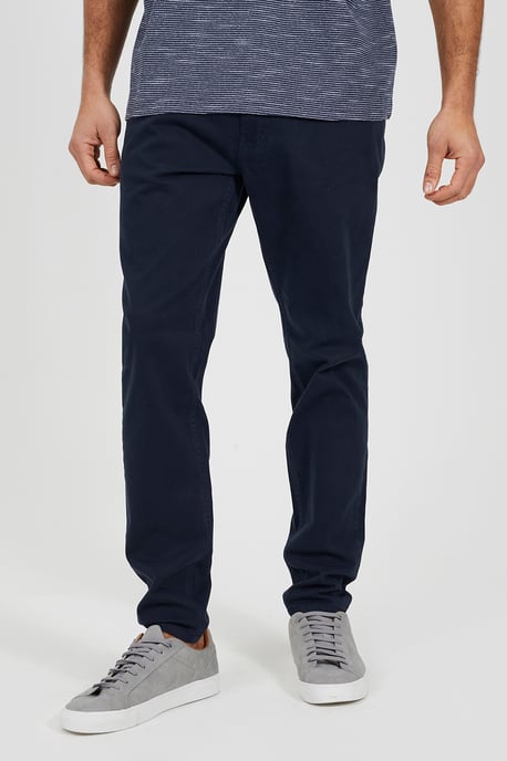 Navy Cotton Twill Chino Trousers - Image 1