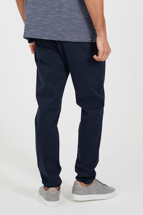 Navy Cotton Twill Chino Trousers - Image 2