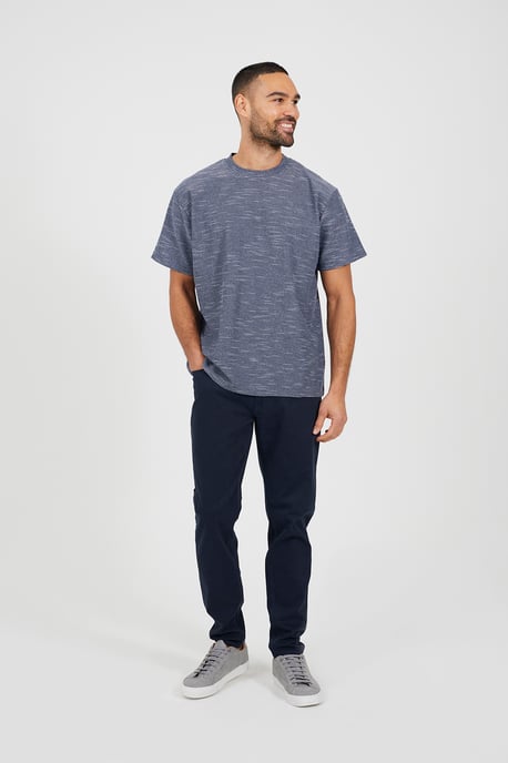 Navy Cotton Twill Chino Trousers - Image 3